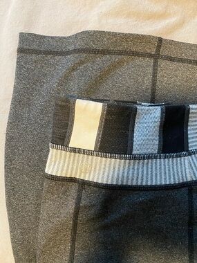 lululemon athletica Gray Boot-Cut Flare Pants with Striped Waistband